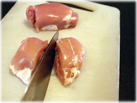 cutting chicken thighs