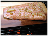 grilling salmon on bbq
