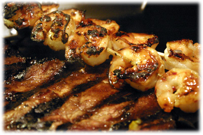 grilled shrimp and steak