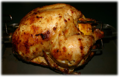 garlic ginger bbq chicken cooked on rotisserie